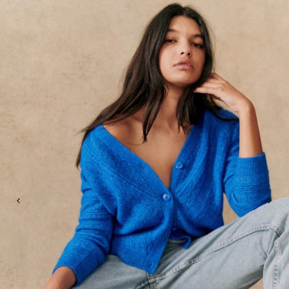 Sezane Eya Cardigan Electric Blue Small
